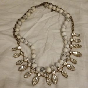 Anthropologie marble and jewel statement necklace